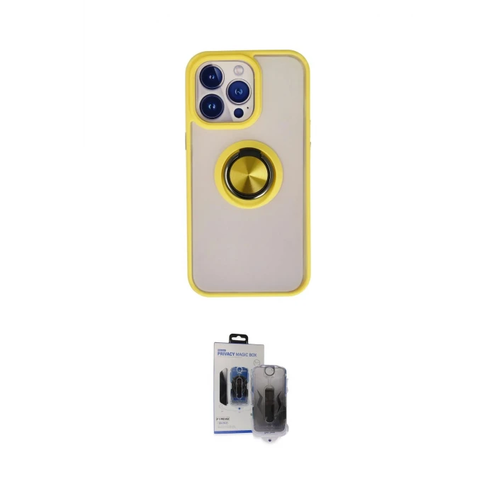 ieg™ iPhone 15 Pro Max Kılıf Yörünge Çizgi - Siyah Vanessa Magic Hayalet Cam