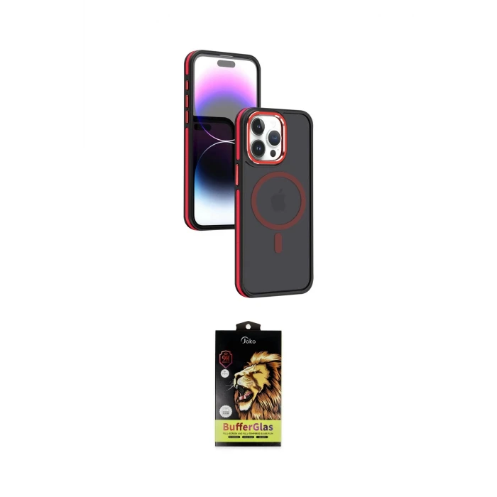 ieg™ iPhone 15 Pro Max Kılıf Yörünge Klasik - Siyah Buffer Cam Ekran Koruyucu