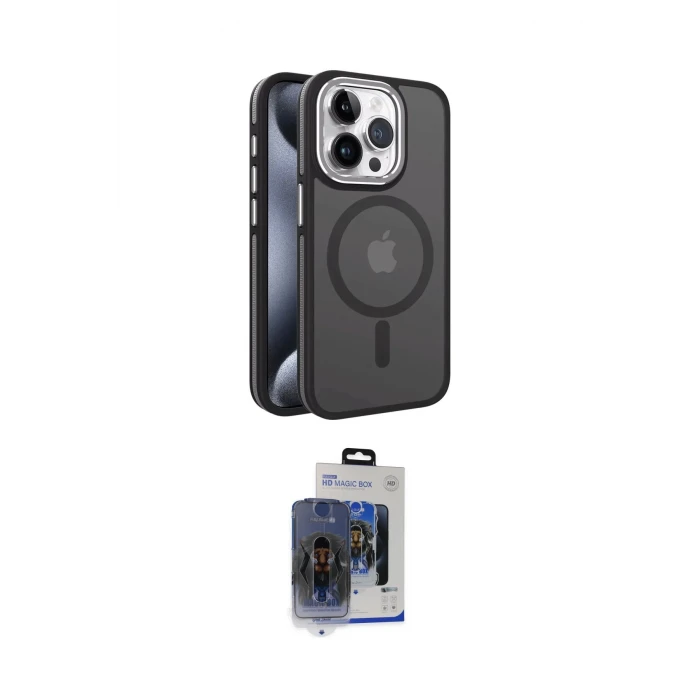 ieg™ iPhone 15 Pro Max Kılıf Yörünge Klasik - Siyah Vanessa Magic Cam