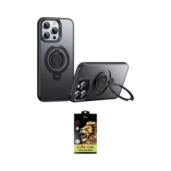 ieg™ iPhone 15 Pro Max Kılıf Zirve Çizgi Prime - Siyah Buffer Cam Ekran Koruyucu