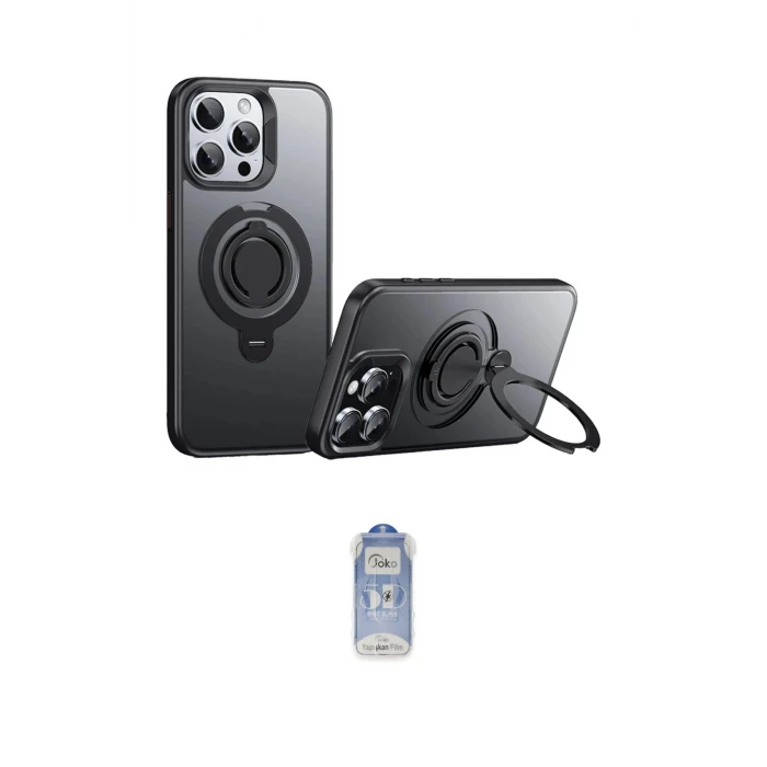 ieg™ iPhone 15 Pro Max Kılıf Zirve Çizgi Prime - Siyah Joko Magic 5D Cam