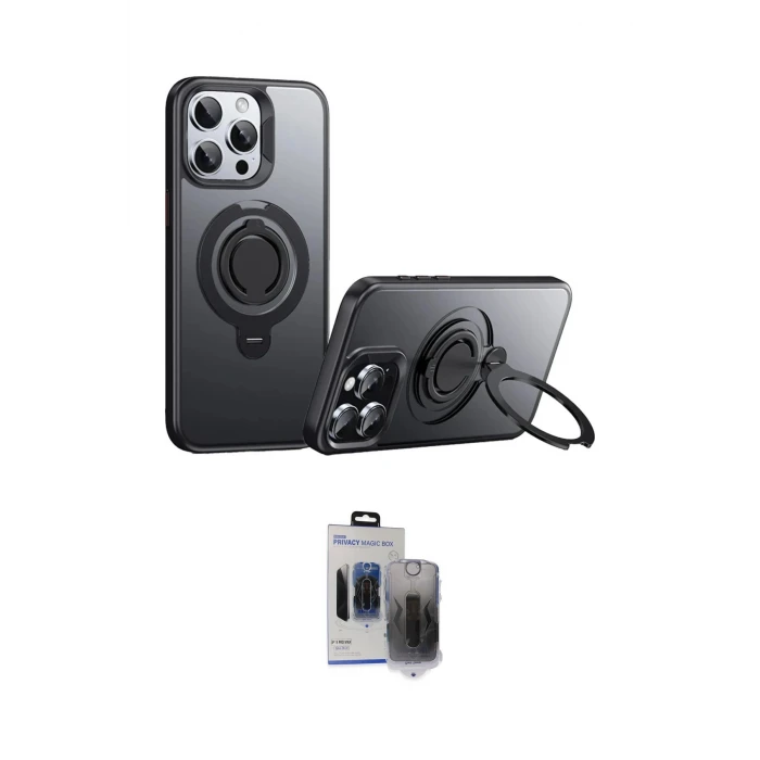ieg™ iPhone 15 Pro Max Kılıf Zirve Çizgi Prime - Siyah Vanessa Magic Hayalet Cam