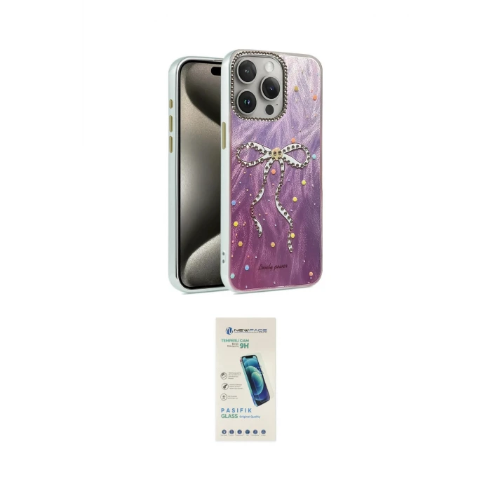 ieg™ iPhone 15 Pro Max Kılıf Zirve Modern Prime - Şeffaf Pasifik Cam Ekran Koruyucu