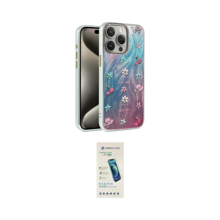 ieg™ iPhone 15 Pro Max Kılıf Zirve Modern Prime - Şeffaf Pasifik Cam Ekran Koruyucu