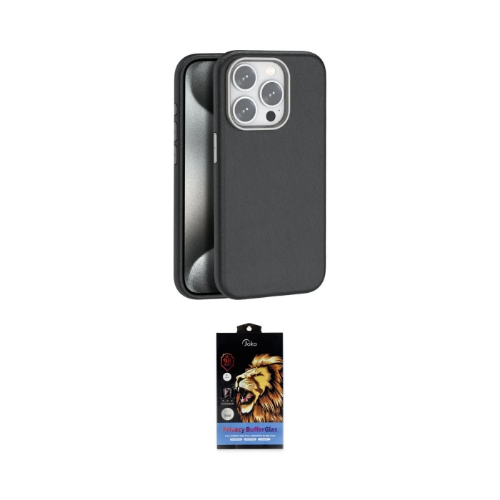ieg™ iPhone 15 Pro Max Kılıf Zirve Modern Prime - Siyah Buffer Hayalet Cam Ekran Koruyucu