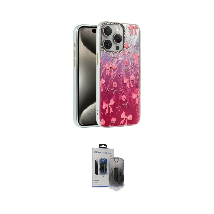 ieg™ iPhone 15 Pro Max Kılıf Zirve Modern Prime - Siyah Vanessa Magic Hayalet Cam