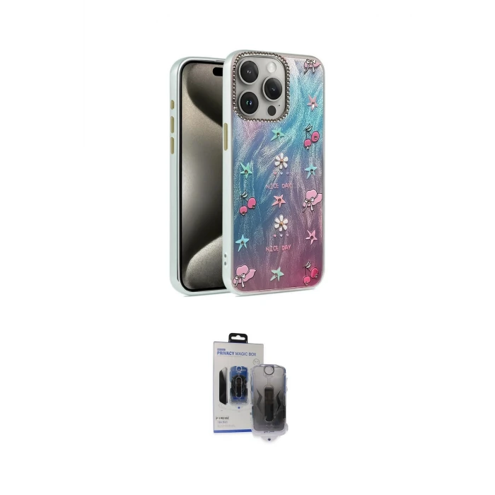 ieg™ iPhone 15 Pro Max Kılıf Zirve Modern Prime - Siyah Vanessa Magic Hayalet Cam