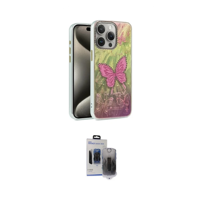ieg™ iPhone 15 Pro Max Kılıf Zirve Modern Prime - Siyah Vanessa Magic Hayalet Cam