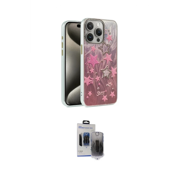 ieg™ iPhone 15 Pro Max Kılıf Zirve Modern Prime - Siyah Vanessa Magic Hayalet Cam