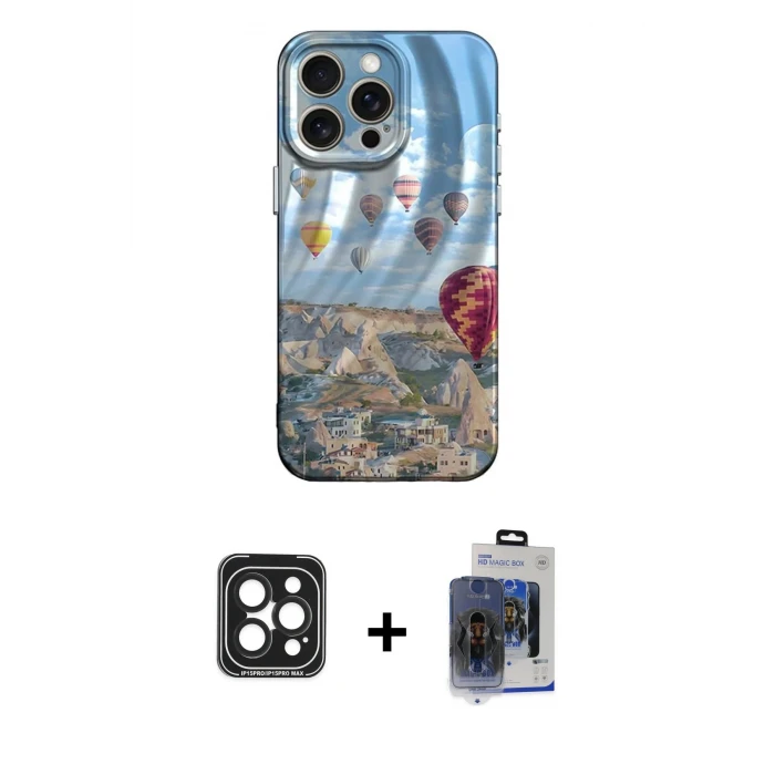 ieg™ iPhone 15 Pro Max Nova Doku Prime - Siyah Vanessa Magic Cam + Siyah PVD Metal Kamera Lens