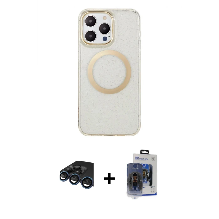 ieg™ iPhone 15 Pro Max Pusula Form - Siyah Vanessa Magic Cam + Lacivert Raze Metal Kamera Lens