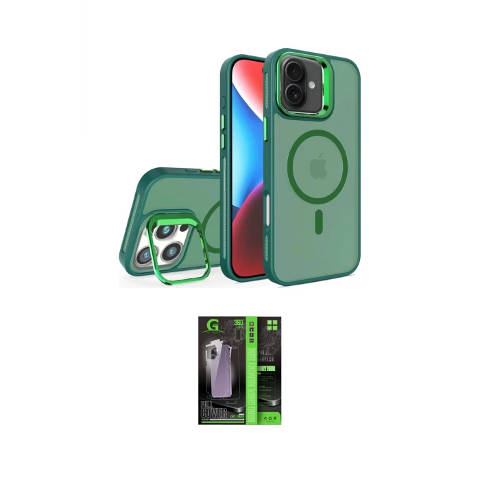 ieg™ iPhone 16 Kılıf Akış Form - Şeffaf 360 Full Body Arka Koruyucu