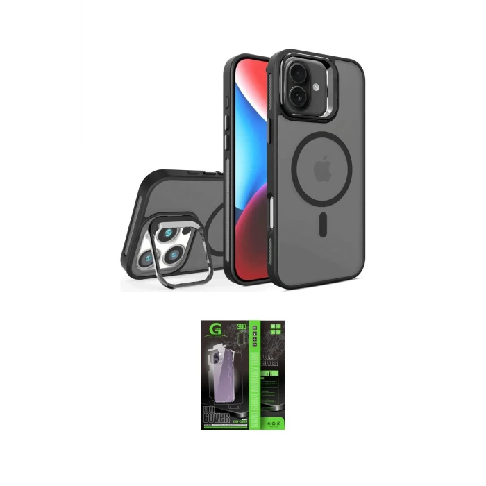 ieg™ iPhone 16 Kılıf Akış Form - Şeffaf 360 Full Body Arka Koruyucu