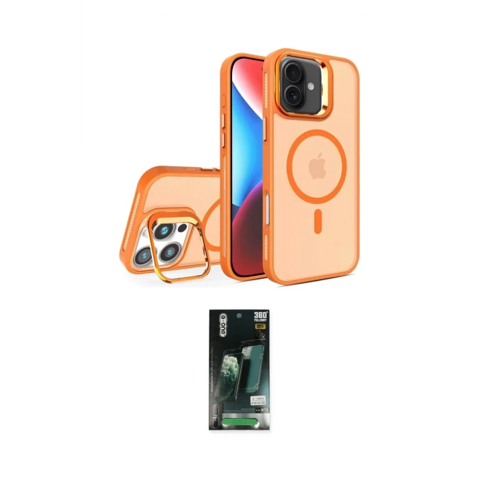 ieg™ iPhone 16 Kılıf Akış Form - Siyah 360 Mat Full Body Arka Koruyucu