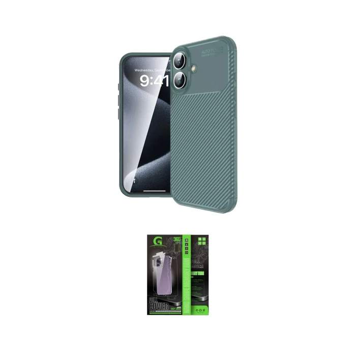 ieg™ iPhone 16 Kılıf Eksen Form Prime - Şeffaf 360 Full Body Arka Koruyucu