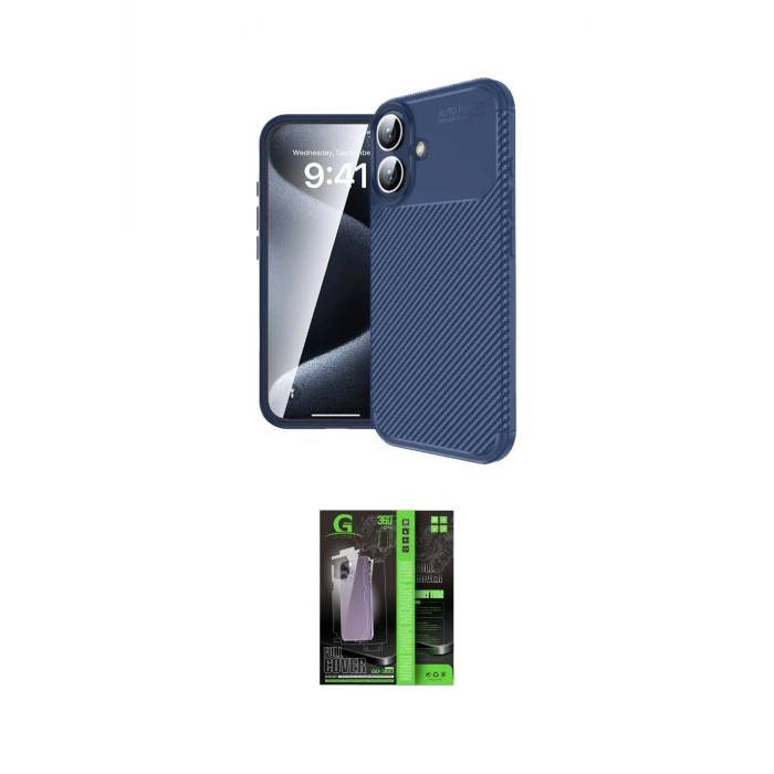 ieg™ iPhone 16 Kılıf Eksen Form Prime - Şeffaf 360 Full Body Arka Koruyucu