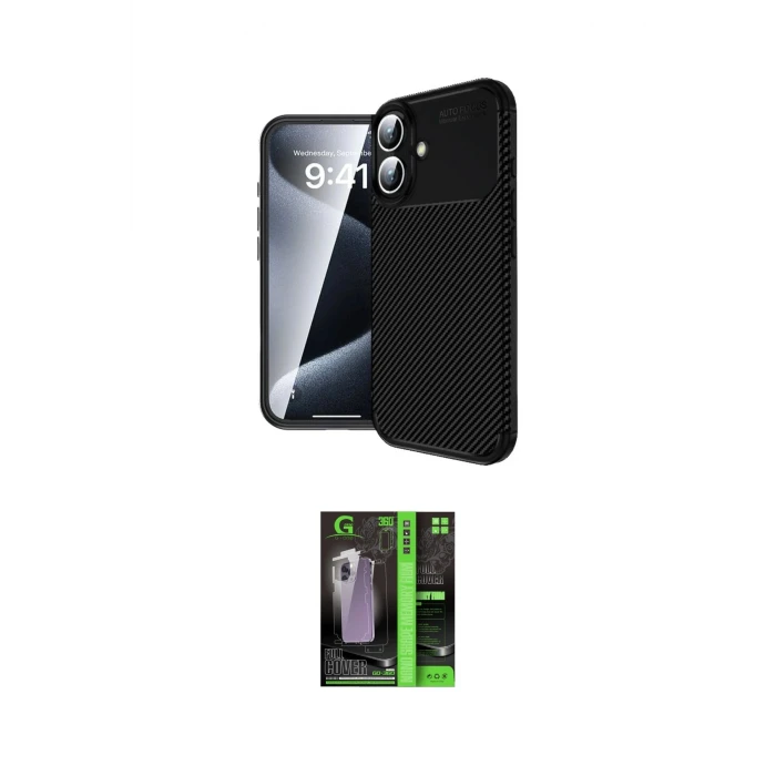 ieg™ iPhone 16 Kılıf Eksen Form Prime - Şeffaf 360 Full Body Arka Koruyucu