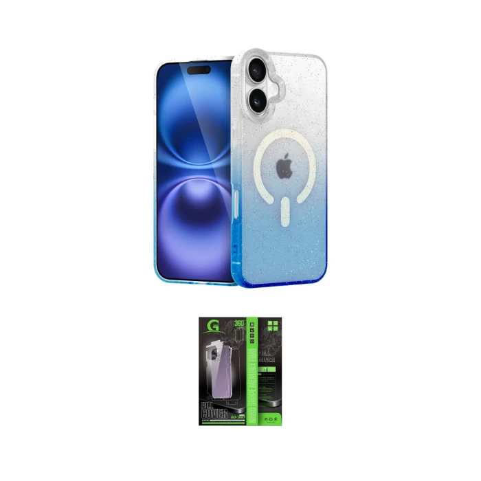 ieg™ iPhone 16 Kılıf Eksen Minimal Özel Seri - Şeffaf 360 Full Body Arka Koruyucu