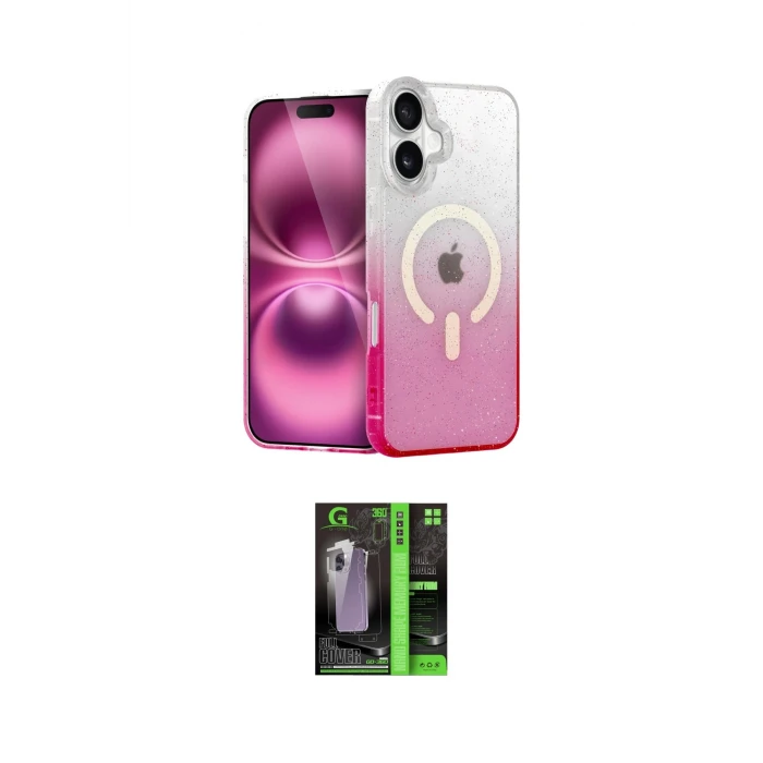 ieg™ iPhone 16 Kılıf Eksen Minimal Özel Seri - Şeffaf 360 Full Body Arka Koruyucu