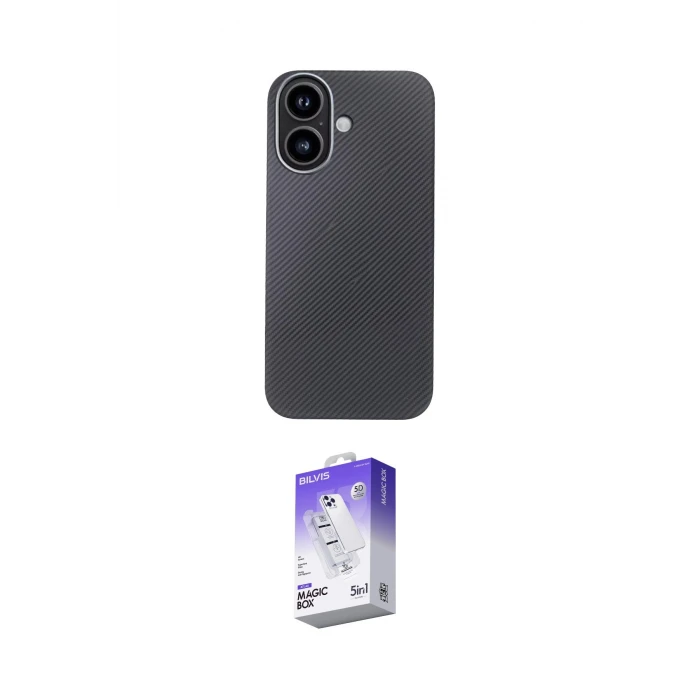 ieg™ iPhone 16 Kılıf Eksen Prime - Siyah Bilvis 5in1 3D Magic Cam Ekran Koruyucu