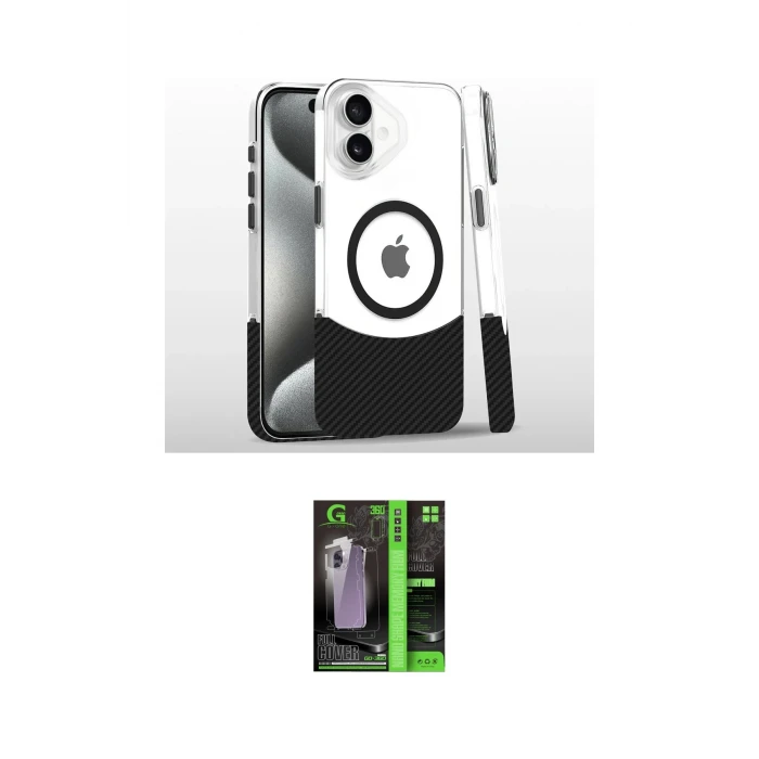 ieg™ iPhone 16 Kılıf İz Asil Prime - Şeffaf 360 Full Body Arka Koruyucu