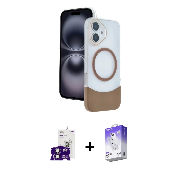 ieg™ iPhone 16 Kılıf Kozmos Form Özel Seri - Siyah Bilvis 5in1 3D Magic Cam Ekran Koruyucu + Bilvis Titan Kamera Lens - PE