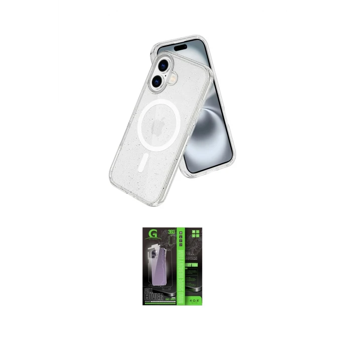 ieg™ iPhone 16 Kılıf Nova Asil Prime - Şeffaf 360 Full Body Arka Koruyucu