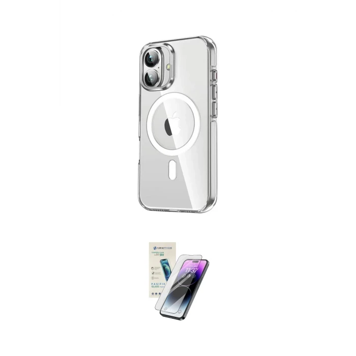 ieg™ iPhone 16 Kılıf Nova Doku - Şeffaf Pasifik Cam Ekran Koruyucu