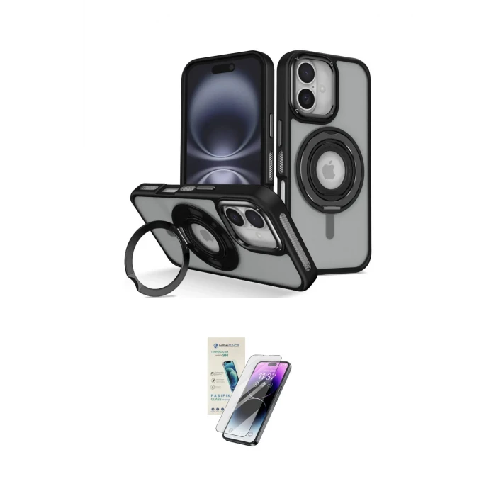 ieg™ iPhone 16 Kılıf Nova Minimal Serisi - Şeffaf Pasifik Cam Ekran Koruyucu