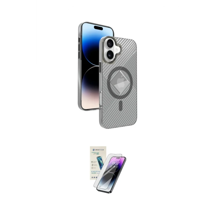 ieg™ iPhone 16 Kılıf Nova Modern Prime - Şeffaf Pasifik Cam Ekran Koruyucu