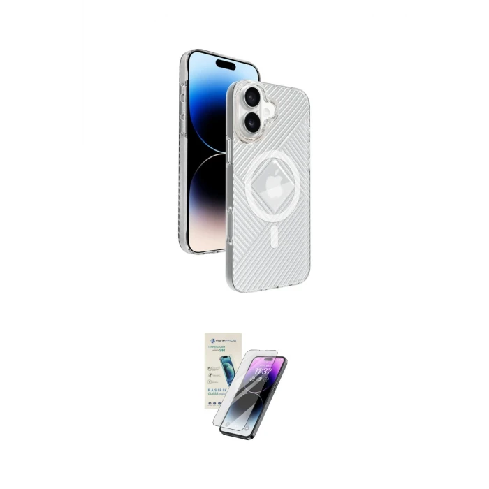 ieg™ iPhone 16 Kılıf Nova Modern Prime - Şeffaf Pasifik Cam Ekran Koruyucu