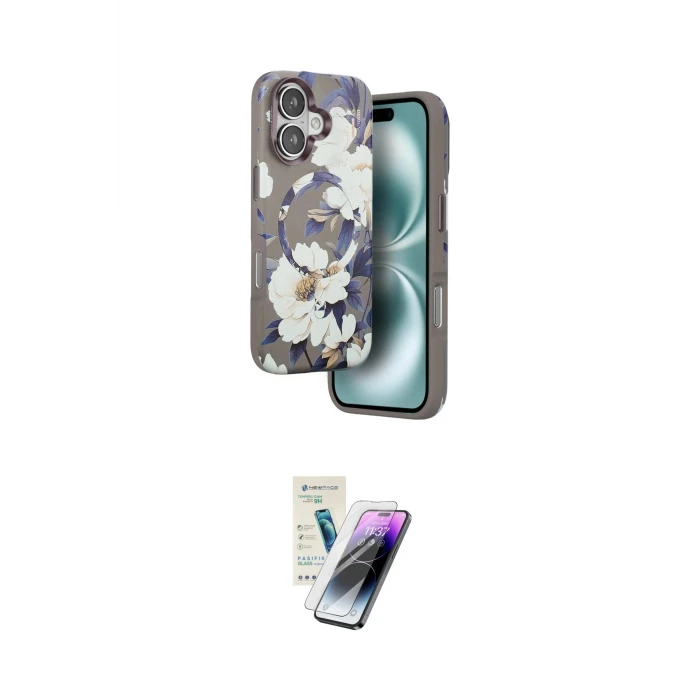 ieg™ iPhone 16 Kılıf Siluet Doku - Şeffaf Pasifik Cam Ekran Koruyucu