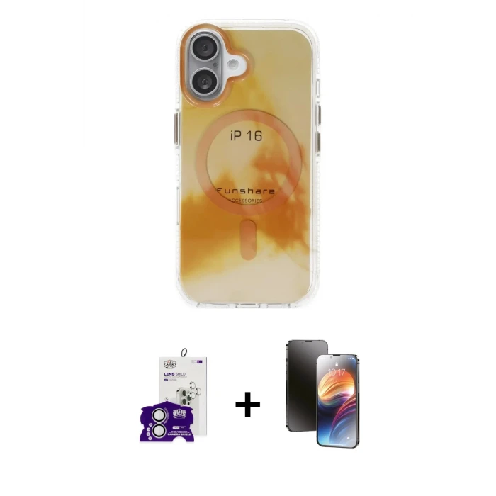 ieg™ iPhone 16 Kılıf Ufuk Doku Prime - Siyah 3D Antistatik Mat Seramik Nano Ekran Koruyucu + Bilvis Titan Kamera Lens - GS