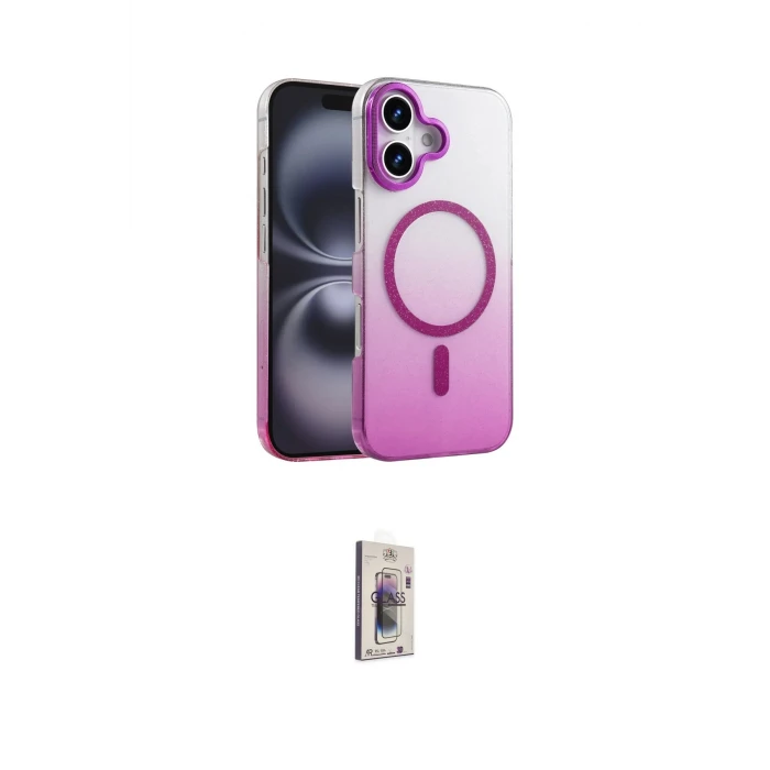 ieg™ iPhone 16 Plus Kılıf Ahenk Doku Özel Seri - Siyah Bilvis 3D Cam Ekran Koruyucu
