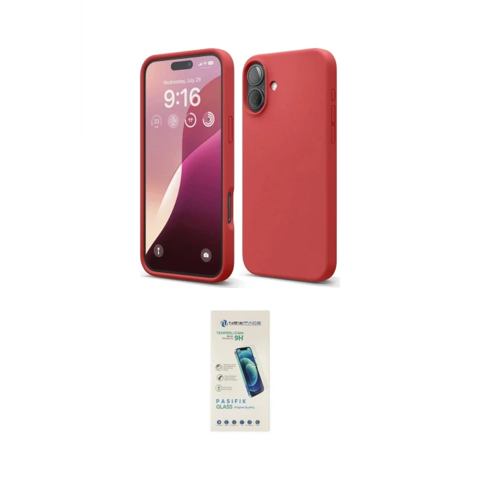 ieg™ iPhone 16 Plus Kılıf Ahenk Serisi - Şeffaf Pasifik Cam Ekran Koruyucu