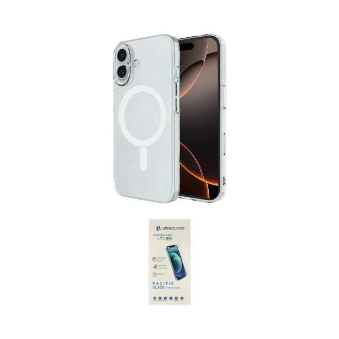 ieg™ iPhone 16 Plus Kılıf Ahenk Yansıma Prime - Şeffaf Pasifik Cam Ekran Koruyucu