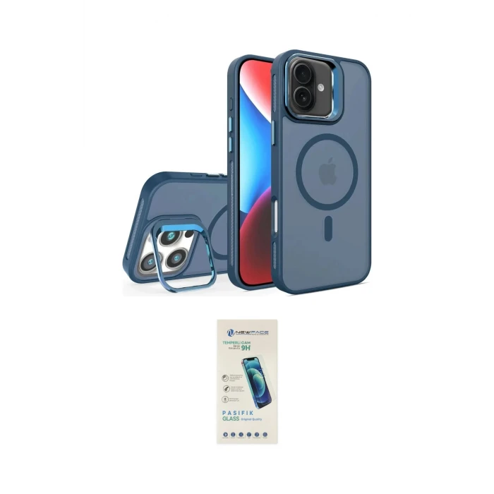 ieg™ iPhone 16 Plus Kılıf Akış Form - Şeffaf Pasifik Cam Ekran Koruyucu