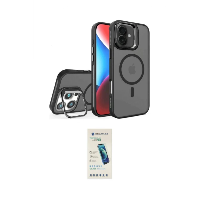 ieg™ iPhone 16 Plus Kılıf Akış Form - Şeffaf Pasifik Cam Ekran Koruyucu