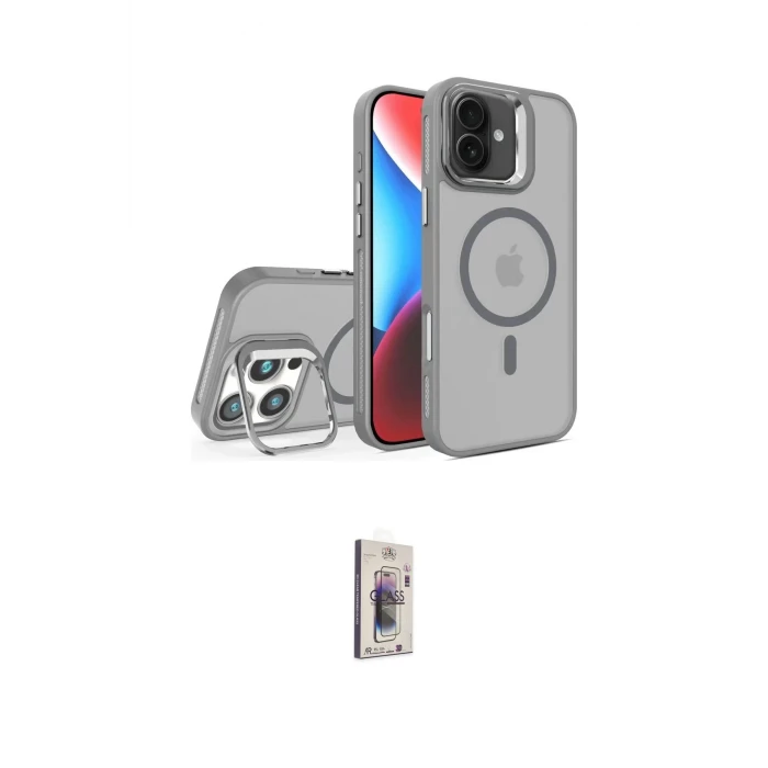 ieg™ iPhone 16 Plus Kılıf Akış Form - Siyah Bilvis 3D Cam Ekran Koruyucu
