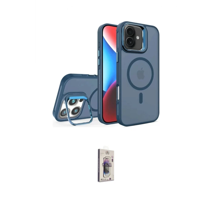 ieg™ iPhone 16 Plus Kılıf Akış Form - Siyah Bilvis 3D Cam Ekran Koruyucu