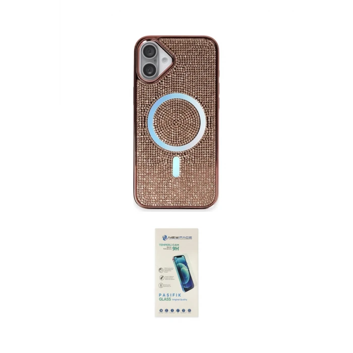 ieg™ iPhone 16 Plus Kılıf Eksen Çizgi - Şeffaf Pasifik Cam Ekran Koruyucu