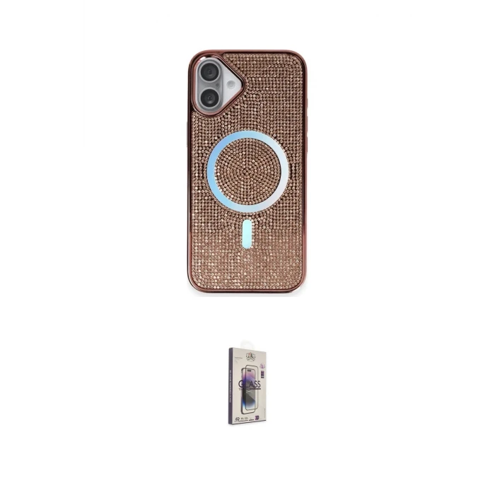 ieg™ iPhone 16 Plus Kılıf Eksen Çizgi - Siyah Bilvis 3D Cam Ekran Koruyucu