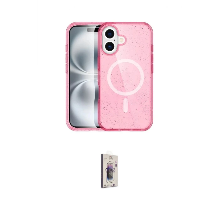 ieg™ iPhone 16 Plus Kılıf Eksen Doku Koleksiyonu - Siyah Bilvis 3D Cam Ekran Koruyucu