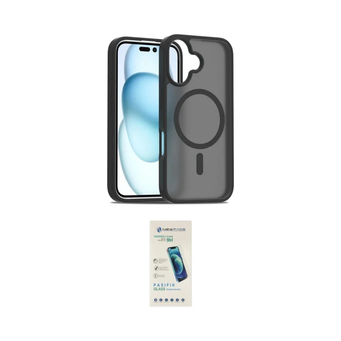 ieg™ iPhone 16 Plus Kılıf Siluet Minimal Prime - Şeffaf Pasifik Cam Ekran Koruyucu