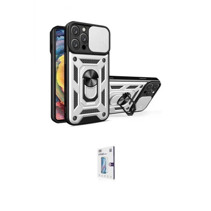 ieg™ iPhone 16 Pro Kılıf Ahenk Klasik - Siyah Bilvis 0.18mm Plus Cam Ekran Koruyucu