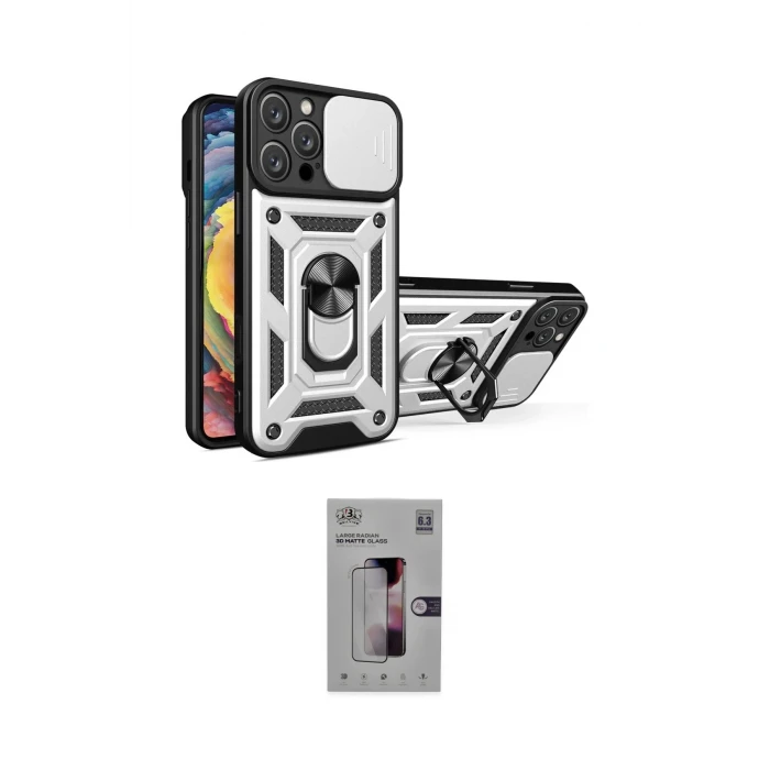 ieg™ iPhone 16 Pro Kılıf Ahenk Klasik - Siyah Bilvis 3D Mat Cam Ekran Koruyucu