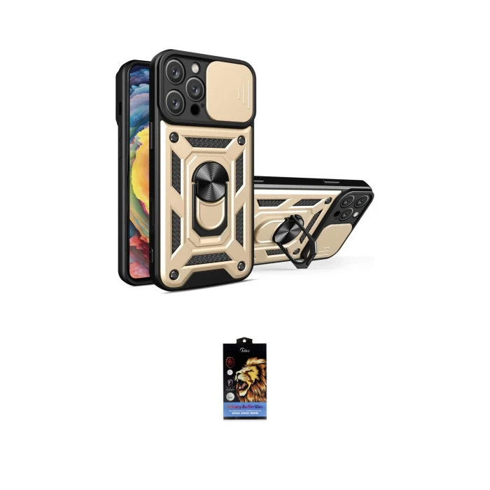 ieg™ iPhone 16 Pro Kılıf Ahenk Klasik - Siyah Buffer Hayalet Cam Ekran Koruyucu