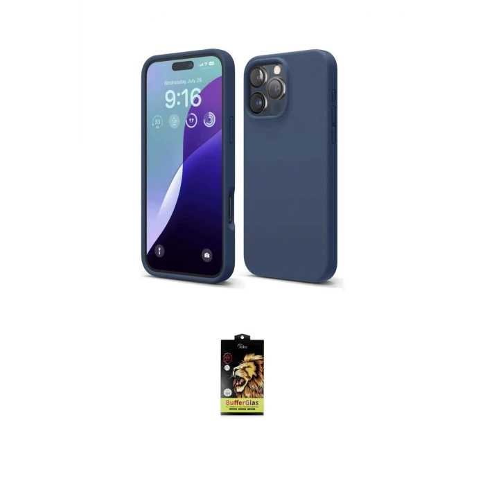 ieg™ iPhone 16 Pro Kılıf Ahenk Serisi - Siyah Buffer Cam Ekran Koruyucu