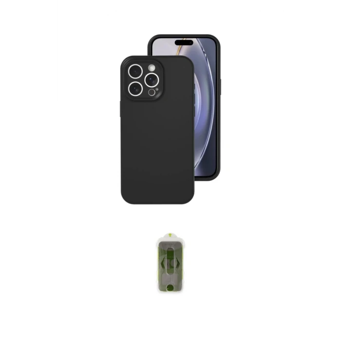 ieg™ iPhone 16 Pro Kılıf Ahenk Serisi - Siyah Joko Magic 5D Hayalet Cam