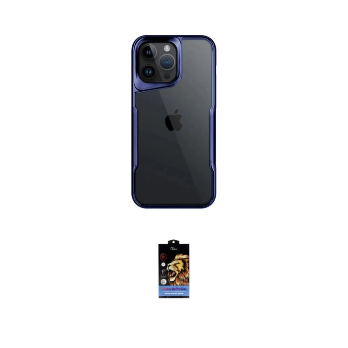 ieg™ iPhone 16 Pro Kılıf Akış Çizgi Koleksiyonu - Siyah Buffer Hayalet Cam Ekran Koruyucu